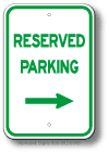Reserved Parking Right Arrow Sign