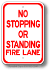 No Stopping Or Standing Fire Lane Sign