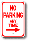 No Parking Any Time Right Arrow Sign