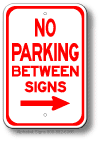 No Parking Between Signs Right Arrow Sign