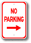 No Parking Right Arrow Sign
