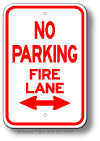 No Parking Fire Lane Dual Arrow Sign