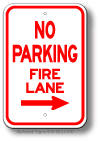 No Parking Fire Lane Right Arrow Sign