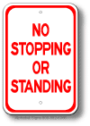 No Stopping Or Standing Sign