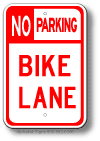 No Parking Bike Lane Sign