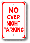 No Over Night Parking Sign