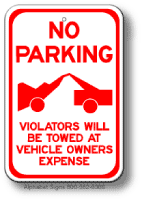 tow away parking signs