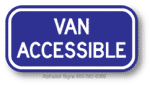 Van Accessible Blue Placard Sign