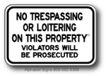 No Trespassing No Loitering On This Property Sign