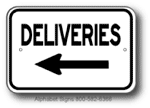 Deliveries Left Arrow Sign