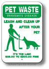 Pet Waste Transmits Disease Sign