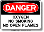 Oxygen, No Smoking Or Open Flames Safety Sign