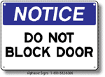 Do Not Block Door Safety Sign
