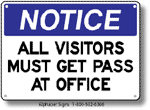 All Visitors Must Register Safety Sign