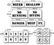Swimming Pool Stencils - 21 Pieces - 4 inch