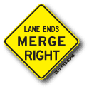 Lane Ends Merge Right W9-2R