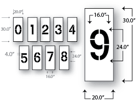 24 inch Number Stencil 4 inch stroke
