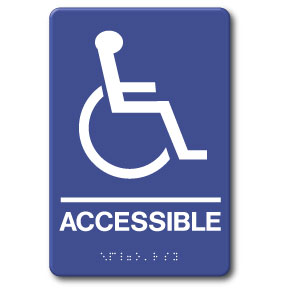 Handicapped Accessible Sign, 6 x 9 Plastic, ADA Tactile II Braille