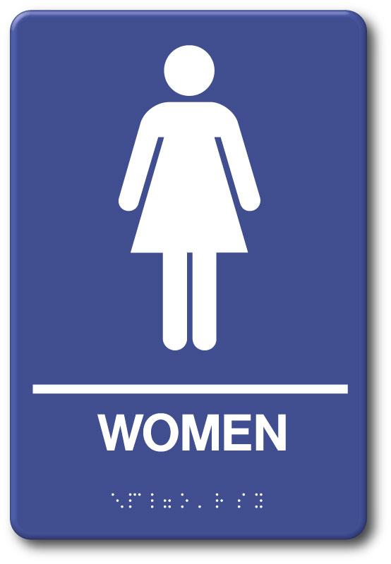 Women Restroom Sign, 6 x 9 Plastic, ADA Tactile II Braille