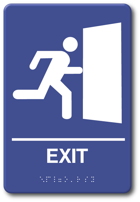 Exit Sign, 6 x 9 Plastic, ADA Tactile II Braille