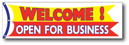 Welcome Open For Business Banner 3 Ft X 10 Ft Outdoor Vinyl
