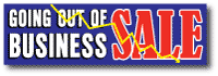Going Out of Business Banner, 3 ft x 10 ft Outdoor Vinyl, Hemmed & Ropes