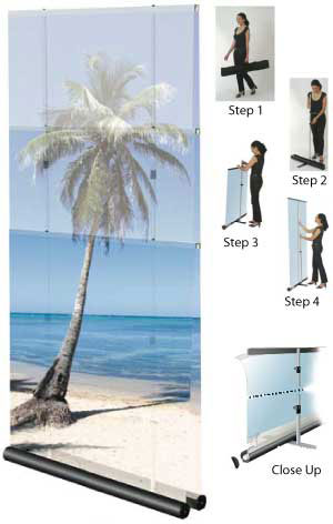 Retractable Banner Stand 36 Inch Adjustable To 96 Inch Tall