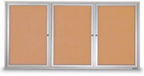 72W x 48H Enclosed Bulletin Board, Three Door Lockable