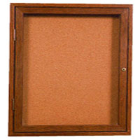 Wood Frame Enclosed Bulletin Board, 36W x 36H, One Door Lockable, Self-Sealing Natural Cork