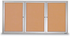 72 x 36 Lighted Enclosed Bulletin Board, Three Door Lockable
