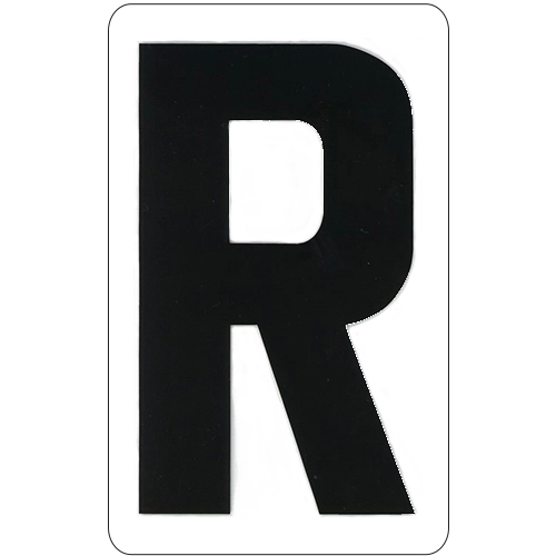 marquee sign letter inmodern style r printed on a clear panel