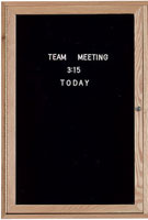 Wood Framed Enclosed Letter Board, 30W x 36H, One Door Lockable, Reinforced Cabinet
