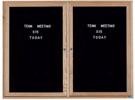 Wood Framed Enclosed Letter Board, 48W x 36H, Two Door Lockable, Reinforced Cabinet