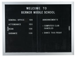 Sliding Glass Enclosed Letter Board, 72W x 48H, Lockable Tempered Glass, Reinforced Cabinet