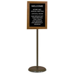 Wood Enclosed Lobby Sign Holder, 18W x 24H Lockable Door, Custom Pedestal