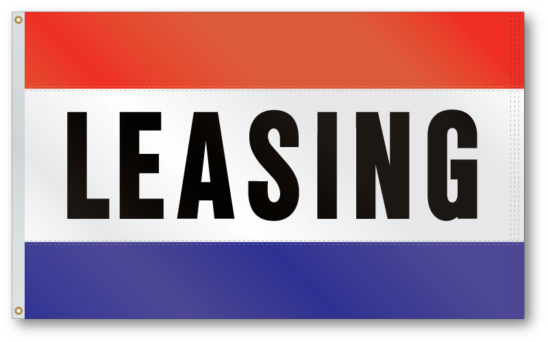 Leasing Message Flag, 36 x 60, Three Panels, Red White and Blue, 200 Denier Nylon, Lock Stitch