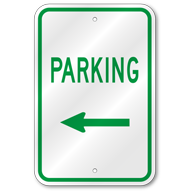 Parking Left Arrow Sign, Outdoor Reflective Aluminum