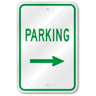 Parking Right Arrow Sign, Outdoor Reflective Aluminum