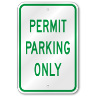 Permit Parking Only Sign, Outdoor Reflective Aluminum