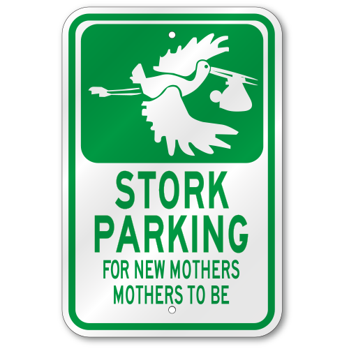Stork Parking Sign, Outdoor Reflective Aluminum