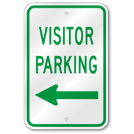Visitors Parking Left Arrow Sign, Outdoor Reflective Aluminum