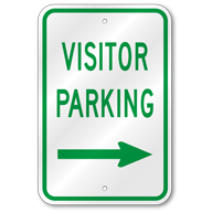 Visitors Parking Right Arrow Sign, Outdoor Reflective Aluminum
