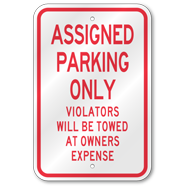 Assigned Parking Only Sign, Outdoor Reflective Aluminum