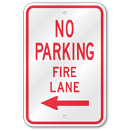 No Parking Fire Lane Left Arrow Sign, Outdoor Reflective Aluminum
