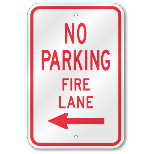 No Parking Fire Lane Left Arrow Sign, Outdoor Reflective Aluminum