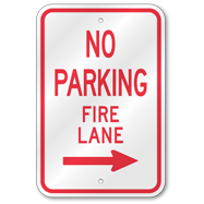 No Parking Fire Lane Right Arrow Sign, Outdoor Reflective Aluminum