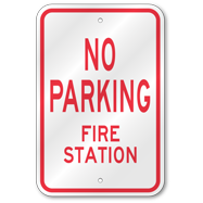 No Parking Fire Station Sign, Outdoor Reflective Aluminum