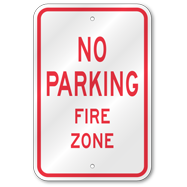 No Parking Fire Zone Sign, Outdoor Reflective Aluminum