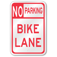 No Parking Bike Lane Sign, Outdoor Reflective Aluminum