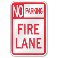 No Parking Header Fire Lane Sign, Outdoor Reflective Aluminum